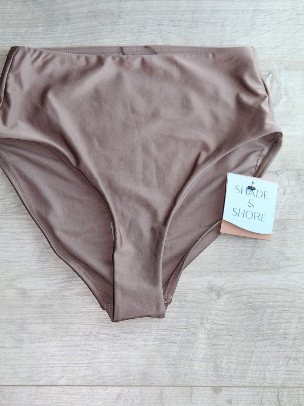 Shade & Shore High-Rise Bikini Briefs - Taupe